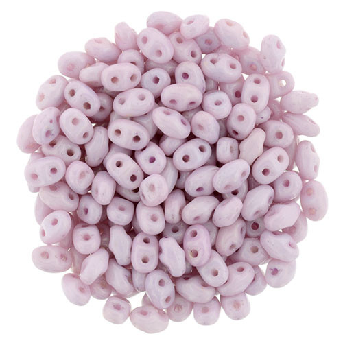 MiniDuo 2x4mm 2-Hole Czech Glass Beads LUSTER OPAQUE SOFT PINK