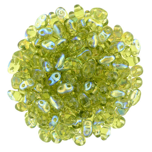 MiniDuo 2x4mm 2-Hole Czech Glass Beads OLIVINE AB