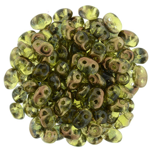 2-Hole SUPERDUO 2x5mm Czech Glass Seed Beads BRONZE LUSTER OLIVINE