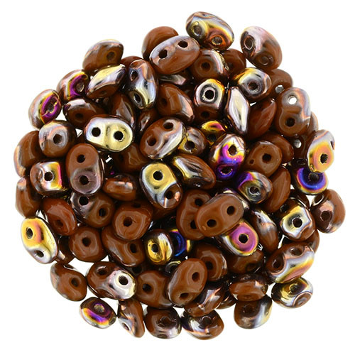 2-Hole SUPERDUO 2x5mm Czech Glass Seed Beads UMBER ARTEMIS