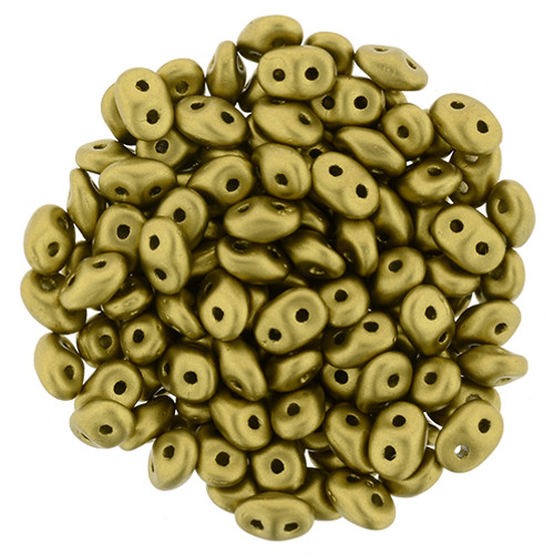 2-Hole SUPERDUO 2x5mm Czech Glass Seed Beads SATIN METALLIC GOLD