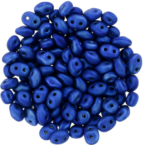 2-Hole SUPERDUO 2x5mm Czech Glass Seed Beads METALUST MATTE CROWN BLUE