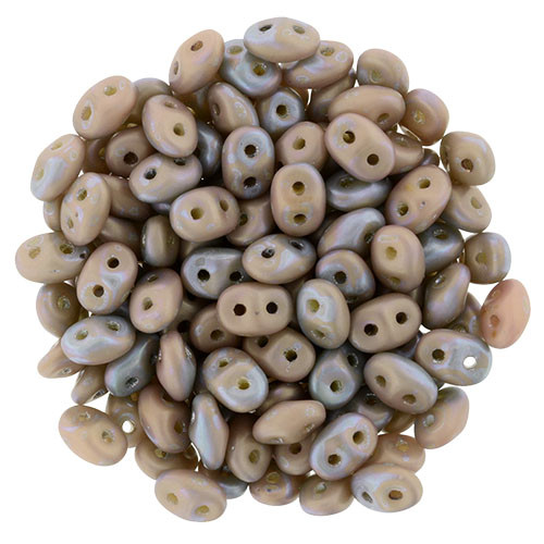 2-Hole SUPERDUO 2x5mm Czech Glass Seed Beads MATTE NEBULA OPAQUE BEIGE