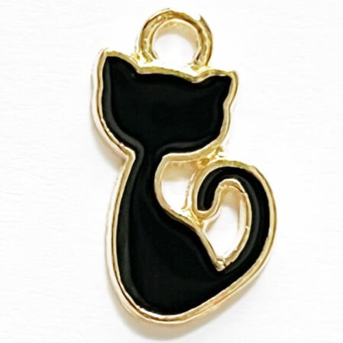 Charm-CAT-15x8mm Gold Plated