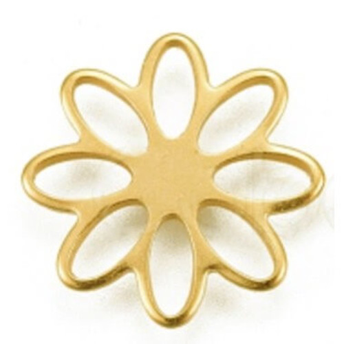 Charm-8-PETAL FLOWER-15.5mm Gold Plated