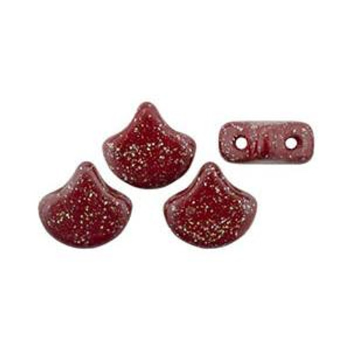 Ginkgo Beads 2-Hole Czech Glass Leaf Beads STARDANCE - MAROON