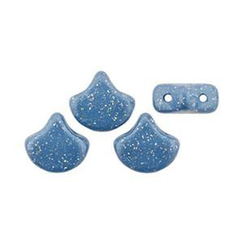 Ginkgo Beads 2-Hole Czech Glass Leaf Beads STARDANCE - TEAL