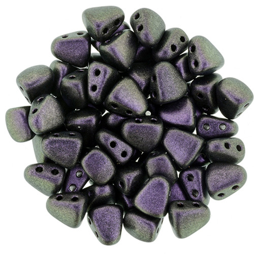 2-Hole NIB-BIT 6x5mm Czech Glass Beads POLYCHROME BLACK CURRANT