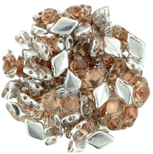 2-Hole GEMDUO 8x5mm Czech Glass Beads BACKLIT PEACH