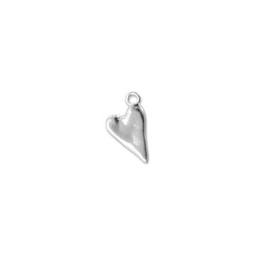 NUNN DESIGN Charm Primitive Drop Heart Silver Plated