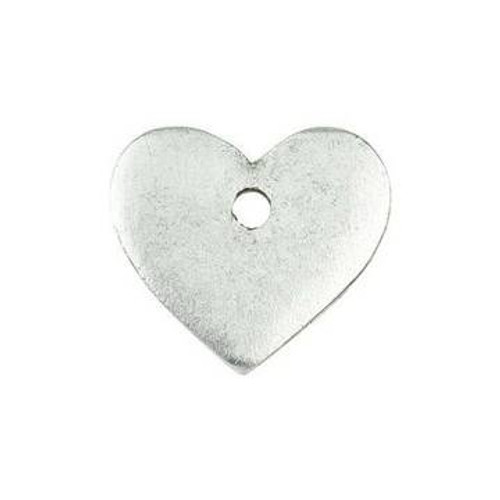 NUNN DESIGN Mini Heart Flat Tag Antique Silver Plated Pewter