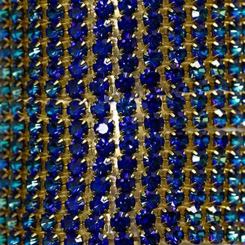 Krakovski Crystal Cup Chain 3mm BERMUDA BLUE Gold Plated