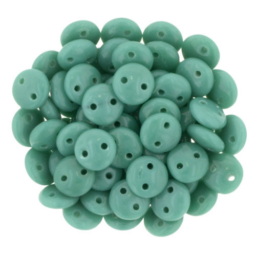 2-Hole Lentil Beads 6mm CzechMates BLUE TURQUOISE