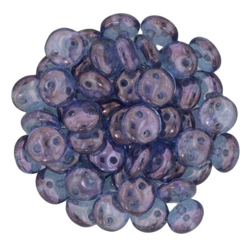2-Hole Lentil Beads 6mm CzechMates LUSTER TRANSPARENT DENIM BLUE