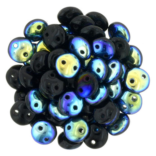 2-Hole Lentil Beads 6mm CzechMates JET AB