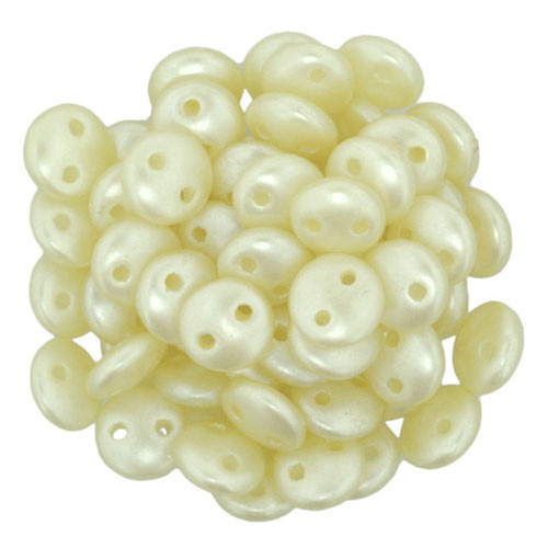 2-Hole Lentil Beads 6mm CzechMates PEARL COAT CREAM
