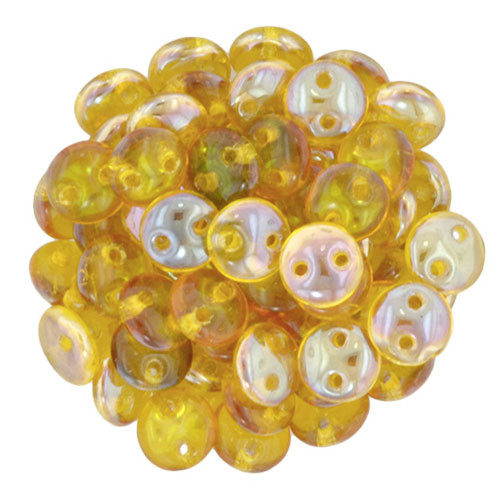 2-Hole Lentil Beads 6mm CzechMates LEMON CELSIAN