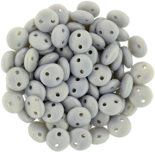 2-Hole Lentil Beads 6mm CzechMates SUEDED GOLD ASHEN GRAY