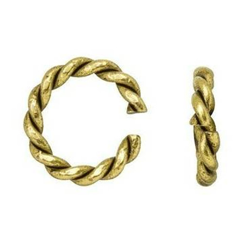 NUNN DESIGN Mini Rope Jump Ring Antique Gold Plated Brass