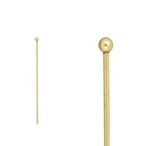 10 Gold Head Pins Shiny Gold Plated Brass Pin 25 Mm, Findings G27063 