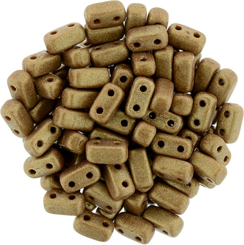 2-Hole Brick Beads 6x3mm CzechMates SUEDED GOLD UMBER