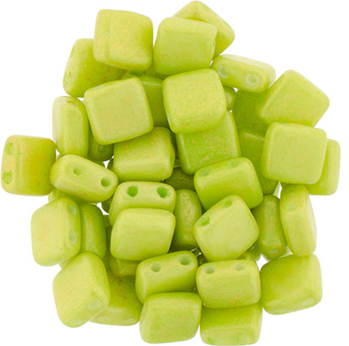 2-Hole TILE Beads 6mm CzechMates PACIFICA HONEYDEW