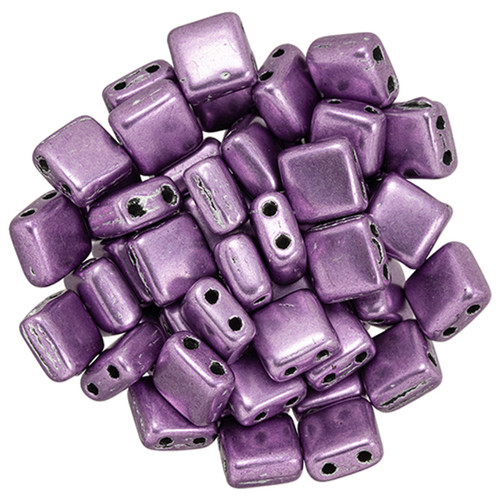 2-Hole TILE Beads 6mm CzechMates SATURATED METALLIC GRAPEADE