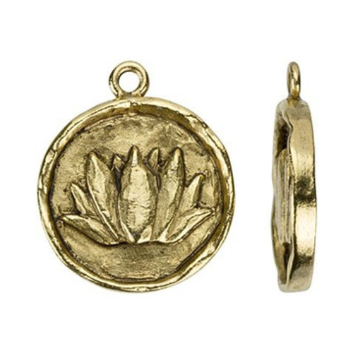 NUNN DESIGN Small Round Lotus Charm Gold Plated