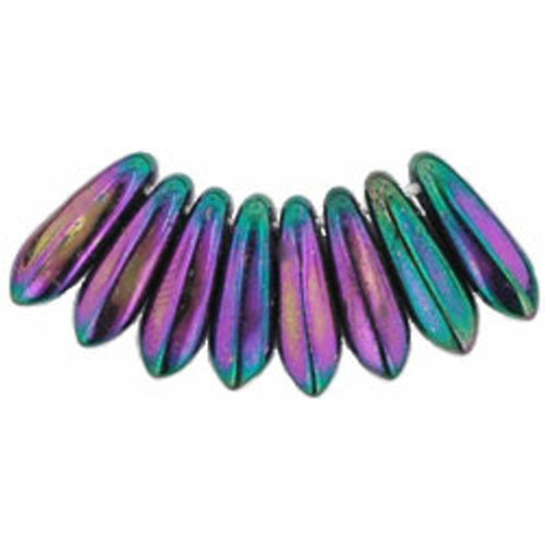 Czech Glass Dagger Beads 10x3mm IRIS PURPLE