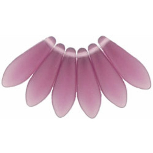 Czech Glass Dagger Beads 16x5mm MATTE MED AMETHYST