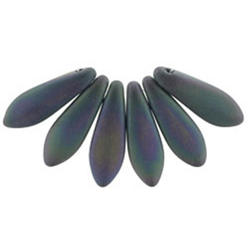 Czech Glass Dagger Beads 16x5mm MATTE IRIS PURPLE