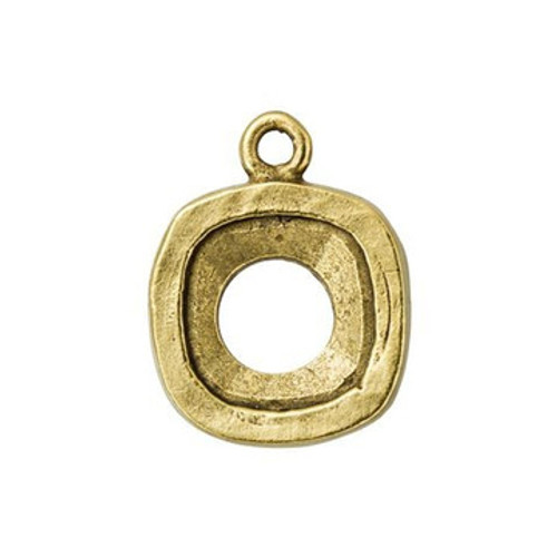 NUNN DESIGN Open Back Bezel Square Charm 12mm Antique Gold Plated Pewter