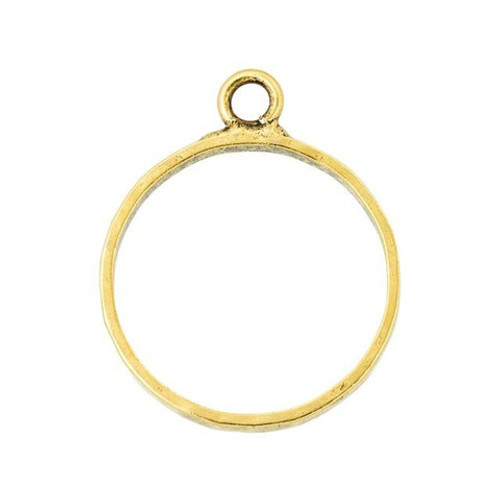 NUNN DESIGN Large Hammered Circle Open Pendant Antique Gold Plated Pewter