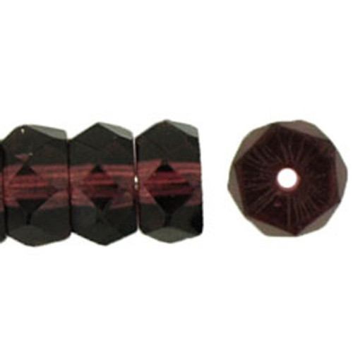 Czech Glass Beads Rondelle Disc LUSTER TRANSPARENT DK AMETHYST 6mm (Strand  of 50)
