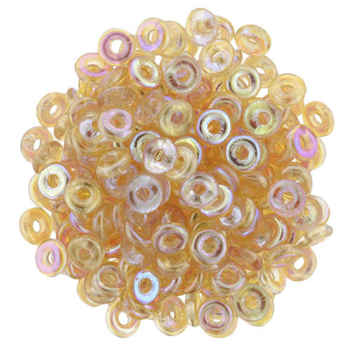 Czech Glass O Beads 1x4mm LUSTER PEACH AB