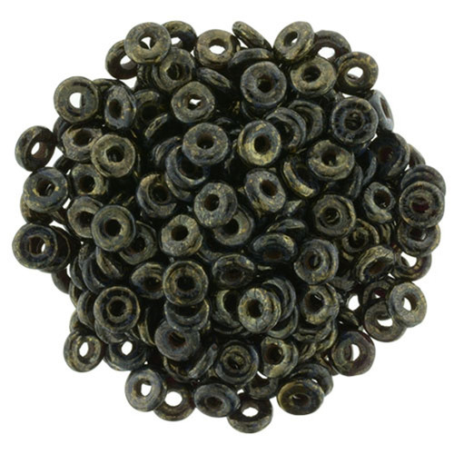 Czech Glass Ring Beads 1x4mm JET BRONZE PICASSO