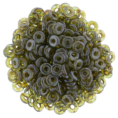 Czech Glass Ring Beads 1x4mm LUSTER TRANSPARENT GREEN