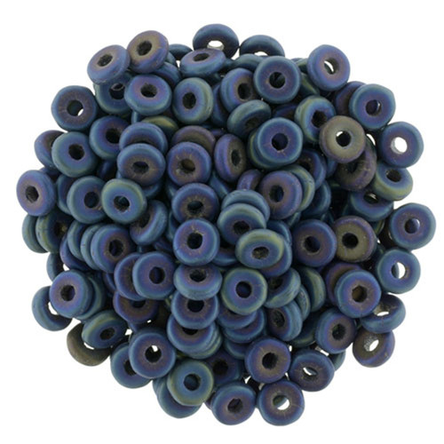 Czech Glass Ring Beads 1x4mm MATTE IRIS BLUE