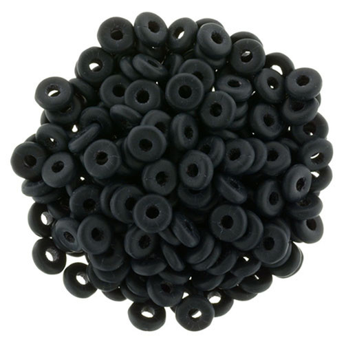 Czech Glass Ring Beads 1x4mm MATTE JET