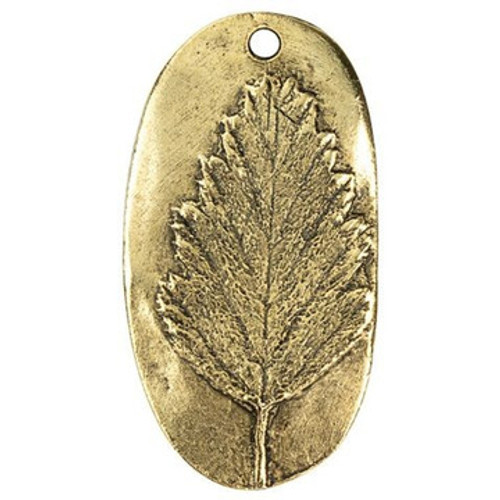 NUNN DESIGN Alder Leaf Charm Antique Gold Plated Pewter