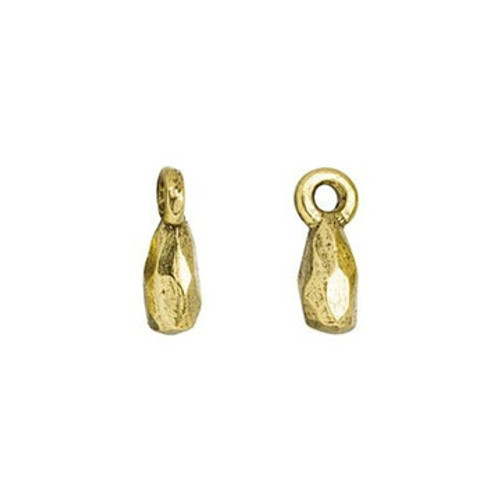 NUNN DESIGN Faceted Bead Drop Charm Antique Gold Plated Pewter