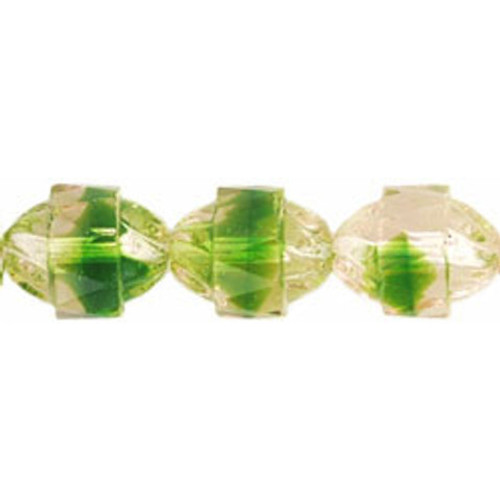 Oval Antique Style Faceted 10x8mm Czech Glass Beads CRYSTAL GREEN