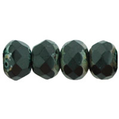 Czech Glass Beads Gemstone Rondelles JET PICASSO 7x5mm