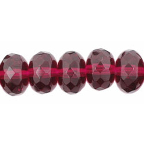 Czech Glass Beads Gemstone Rondelles FUCHSIA 11x7mm