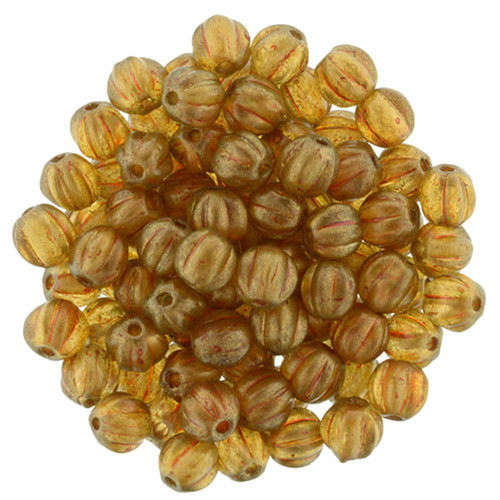 Czech Glass Melon Beads HALO SANDALWOOD 5mm