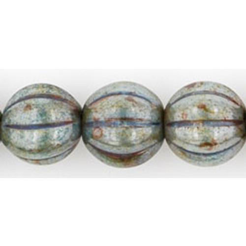 Czech Glass Melon Beads LUSTER OPAQUE GREEN 8mm