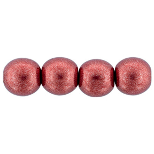 Czech Glass DRUK Beads 6mm Round SATURATED METALLIC VALIANT POPPY