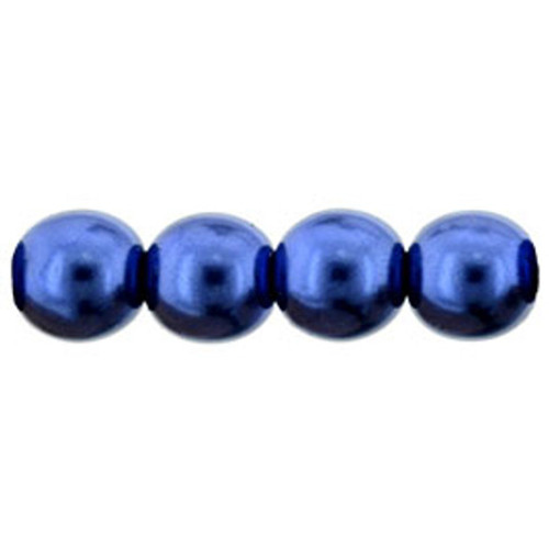 Czech Glass 6mm Round Druk Beads PEARL ROYAL BLUE