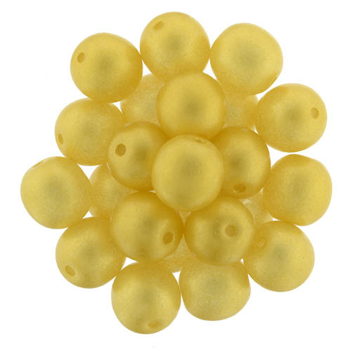 Czech Glass DRUK Beads 8mm Round SUEDED GOLD LAME
