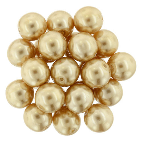 Czech Glass DRUK Beads 8mm Round PEARL GOLD